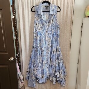 Chelsea & Theodore Blue and White High Low Dress